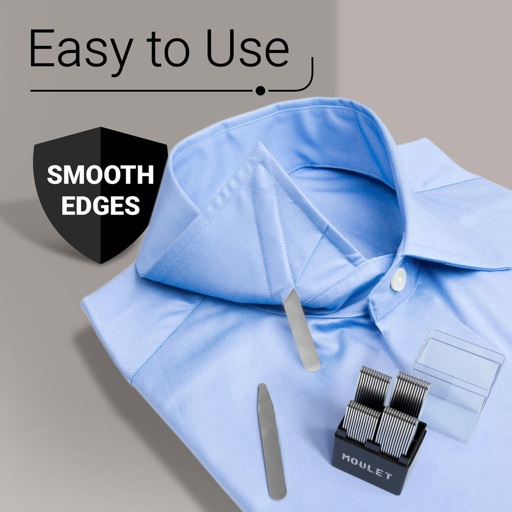 Moulet stainless steel collar stays with storage box