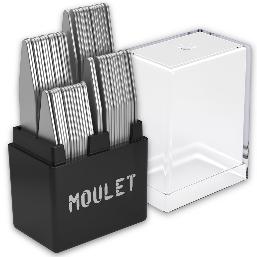 56 stainless steel collar stays in divided plastic box, 4 sizes