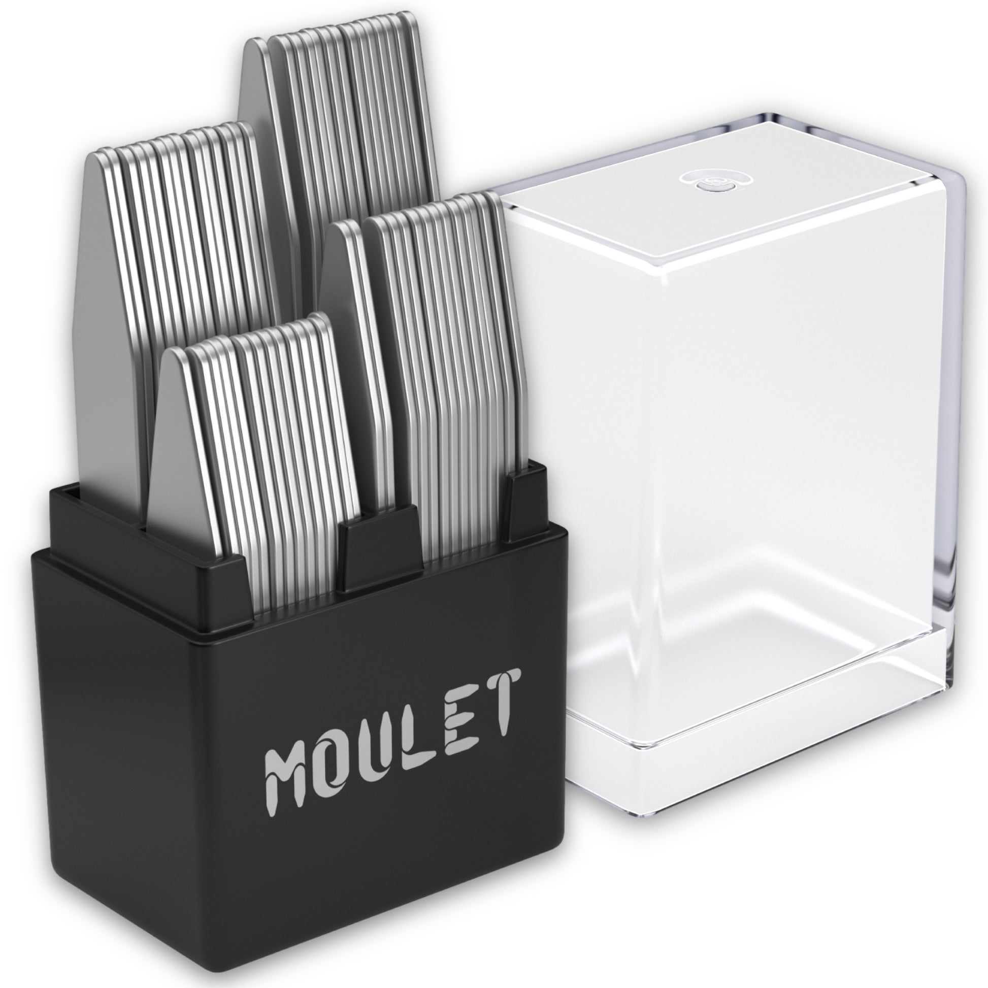 56 stainless steel collar stays in divided plastic box, 4 sizes